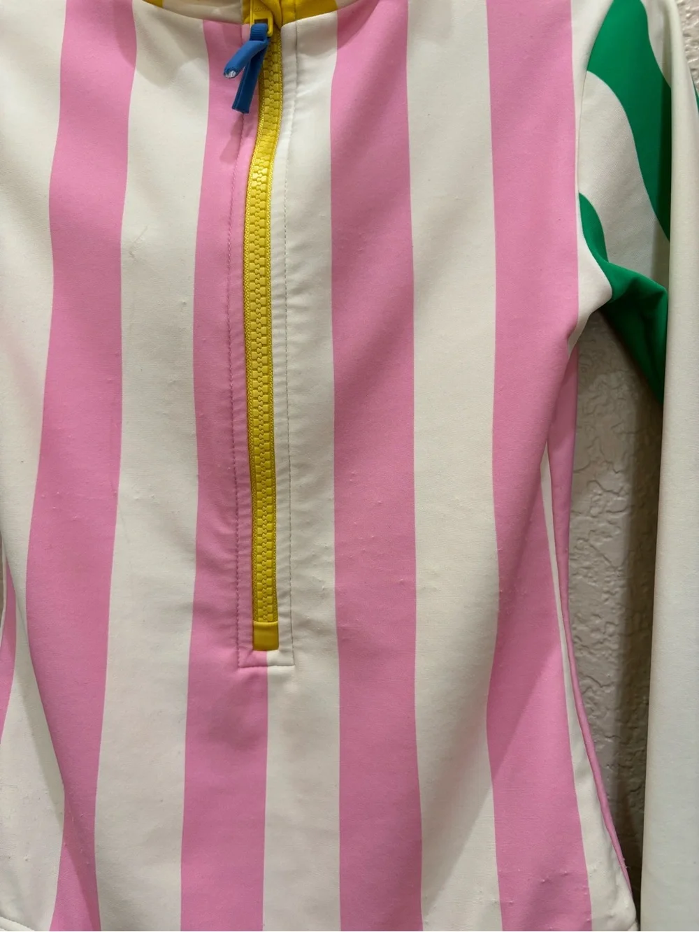 Mini Boden Long-Sleeved Swimsuit Pastel Stripes Sz 5-6Y Coastal Preppy